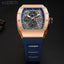 MEGIR Men's GP Racing Chronograph Date 43mm Silicone Strap Watch Rose Gold / Blue