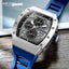 MEGIR Men's GP Racing Chronograph Date 43mm Silicone Strap Watch Silver Blue