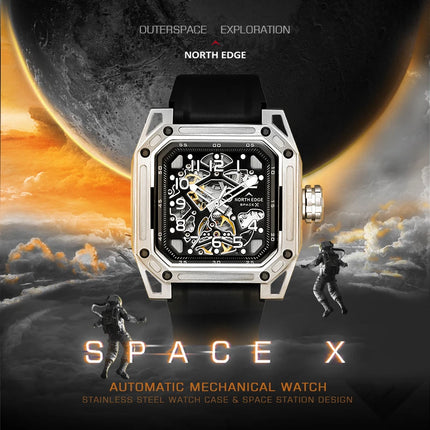 NORTH EDGE Tactical Space-X Automatic Watch Silver / Black