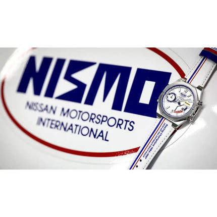 Casio Edifice Limited Edition "NISMO Heritage" ECB-S10NIS-7A Analog-Digital Bluetooth White Dial 43mm Leather Strap Men's Watch