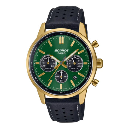 Casio Edifice EFR-575CL-3ADF Green Dial 40.5mm Leather Strap Men's Watch