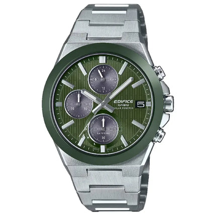 Casio Edifice EFS-S650D-3A Emerald Ceramic Bezel Solar Green Dial Stainless Steel Men's Watch