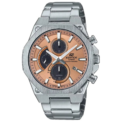 Casio Edifice EFS-S570D-5A Solar CasiOak Style Salmon Dial 44mm Stainless Steel Men's Watch