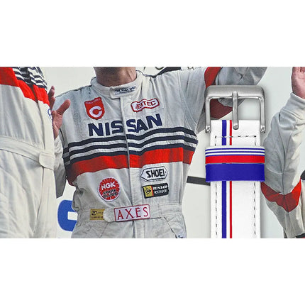 Casio Edifice Limited Edition "NISMO Heritage" ECB-S10NIS-7A Analog-Digital Bluetooth White Dial 43mm Leather Strap Men's Watch