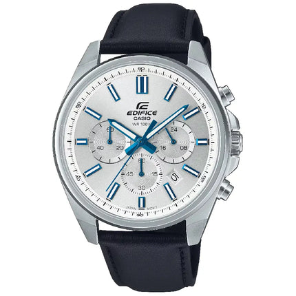 Casio Edifice EFV-650L-7AV Silver Dial 43.5mm Leather Men's Watch