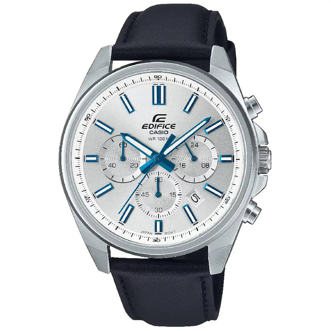 Casio Edifice EFV-650L-7AV Silver Dial 43.5mm Leather Men's Watch