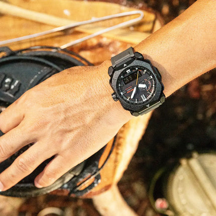 Casio Pro Trek Climber Line Bonfire PRW-6900BF-1 Black Textured Dial 44.8mm Resin Strap Men's Watch