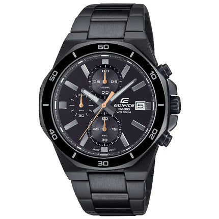 Casio Edifice EFV-640DC-1A Octagonal Bezel Black Dial 44.3mm Stainless Steel Men's Watch