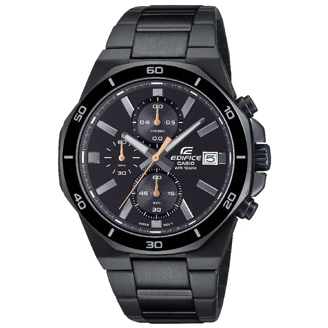 Casio Edifice EFV-640DC-1A Octagonal Bezel Black Dial 44.3mm Stainless Steel Men's Watch