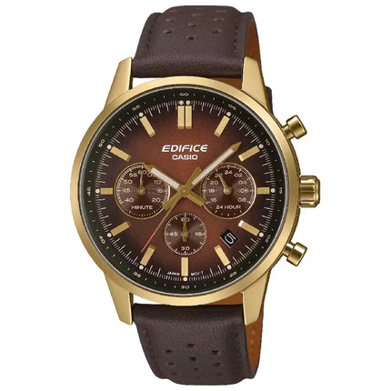 Casio Edifice EFR-575CL-5A Chronograph Brown Gradient Dial 40.5mm Leather Strap Men's Watch
