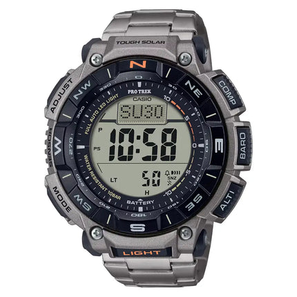 Casio ProTrek PRG-340T-7DR Digital Tough Solar Triple Sensor Silver Dial 51.7mm Stainless Steel Men's Watch