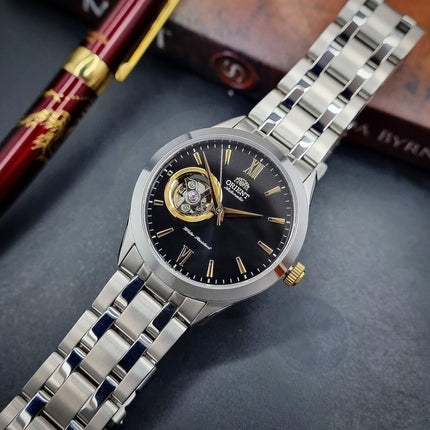 **ORIENT Men's Goldeneye Automatic Classic Open Heart Stainless Steel Bracelet Watch