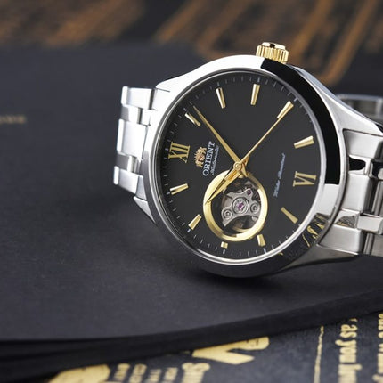 **ORIENT Men's Goldeneye Automatic Classic Open Heart Stainless Steel Bracelet Watch