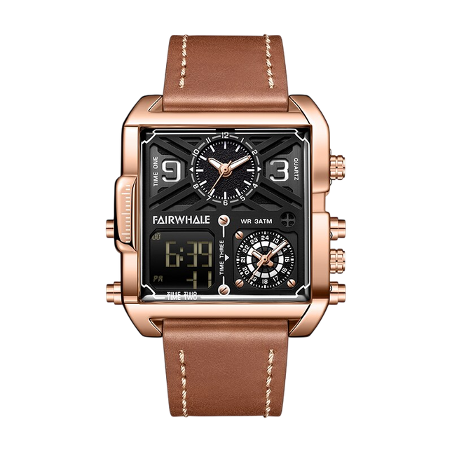 Mark Fairwhale FW-4380 QUADRA - Retro Square Men’s Quartz Watch - Vintage Style