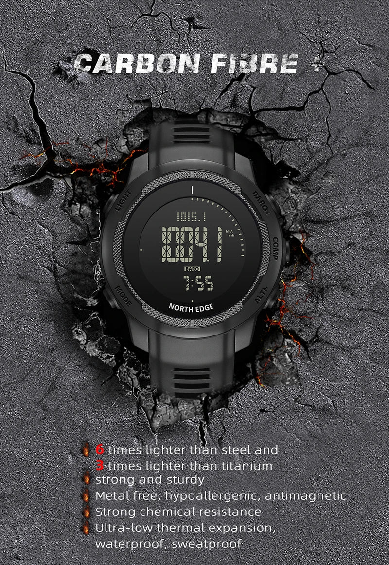 NORTH EDGE Tactical Vertico Carbon Fibre Watch Black