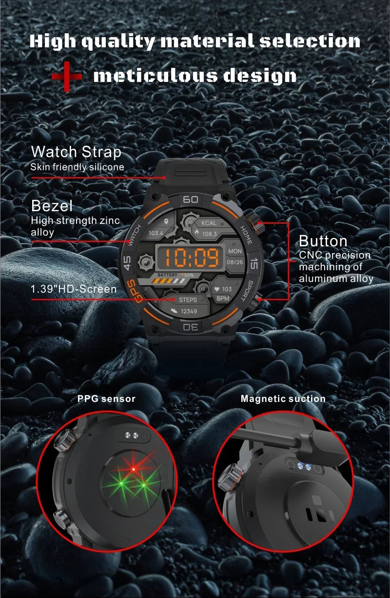 NORTH EDGE Tactical Battalion GPS Smart Watch Khaki