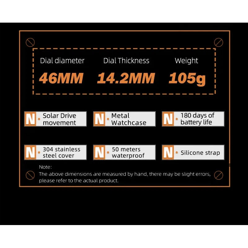 NORTH EDGE Tactical Evoque 2 Solar Drive Watch Orange