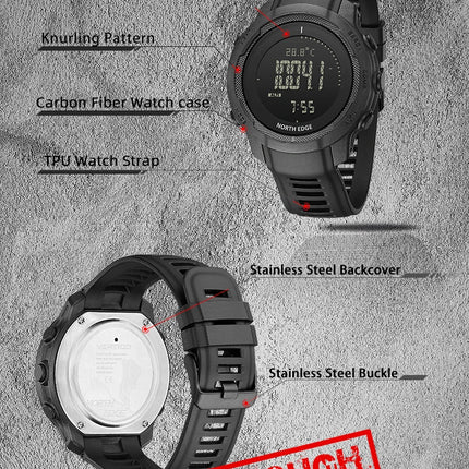 NORTH EDGE Tactical Vertico Carbon Fibre Watch Black