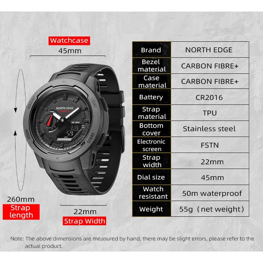 NORTH EDGE Tactical Mars 3 Watch Carbon Fibre