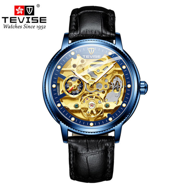 TEVISE Namura Skeleton Automatic Blue/Gold/Black Watch