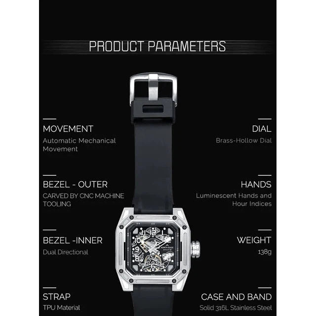 NORTH EDGE Tactical Space-X Automatic Watch Silver / Black