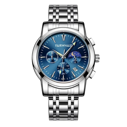 Mark FAIRWHALE FW-5630 LUNARYS - Men’s Moon Phase Watch with Auto Date & Stainless Steel Strap