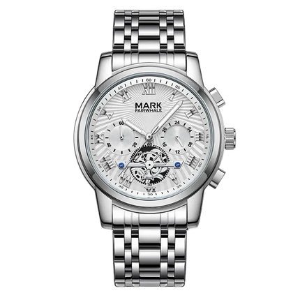 Mark Fairwhale  FW-5036 NEXORA– Men’s Multi-Function Quartz Watch with Roman Dial & Stainless Steel Bracelet
