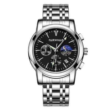 Mark FAIRWHALE FW-5630 LUNARYS - Men’s Moon Phase Watch with Auto Date & Stainless Steel Strap