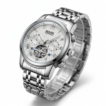 Mark Fairwhale  FW-5036 NEXORA– Men’s Multi-Function Quartz Watch with Roman Dial & Stainless Steel Bracelet