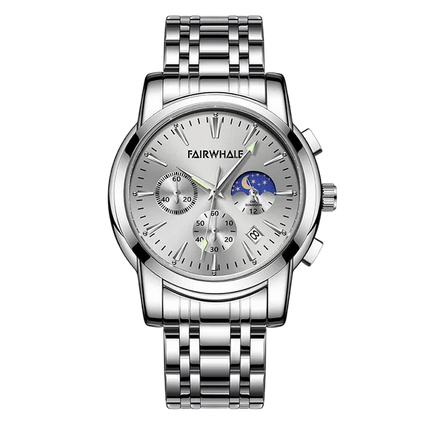 Mark FAIRWHALE FW-5630 LUNARYS - Men’s Moon Phase Watch with Auto Date & Stainless Steel Strap