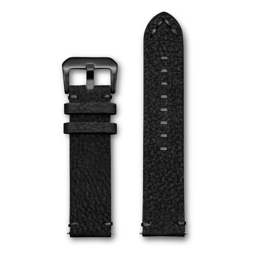 Aeromeister Amsterdam S43 Black nubuck buffalo leather strap with black handstitching