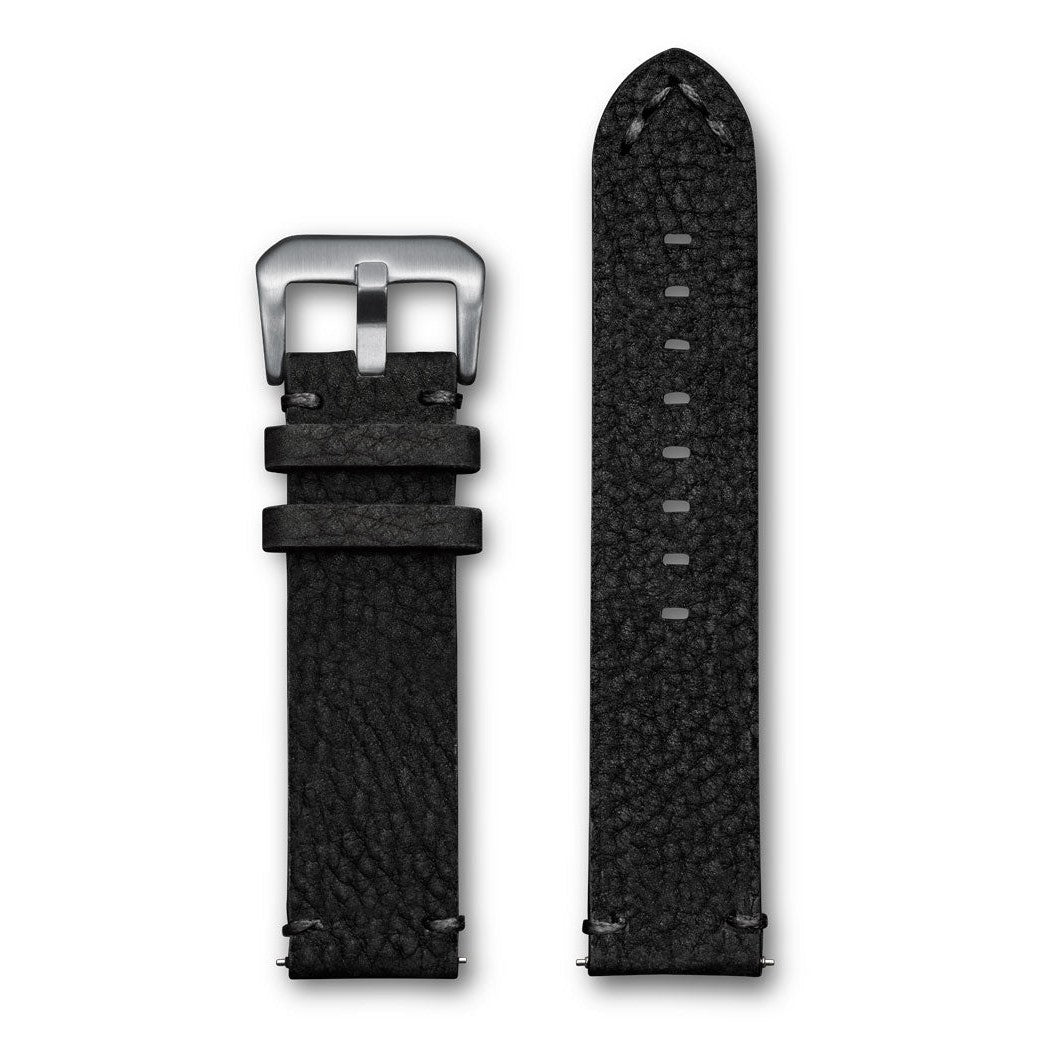 Aeromeister Amsterdam S43 Black nubuck buffalo leather strap with black handstitching