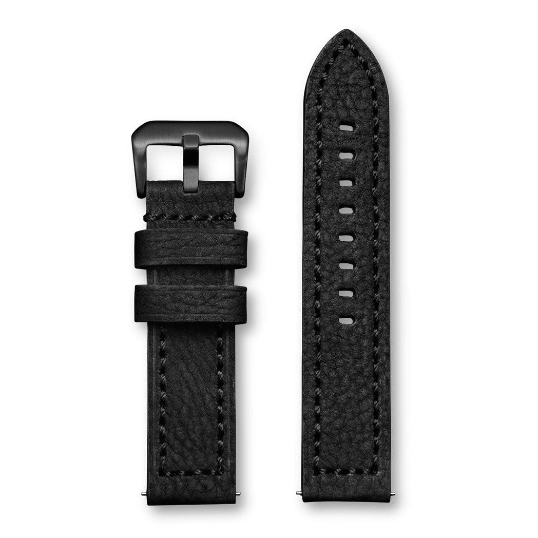 Aeromeister Amsterdam S35 Black nubuck buffalo leather strap with black stitching