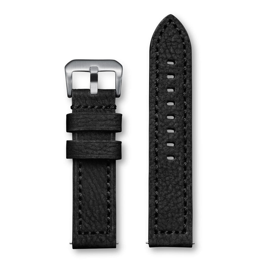 Aeromeister Amsterdam S35 Black nubuck buffalo leather strap with black stitching