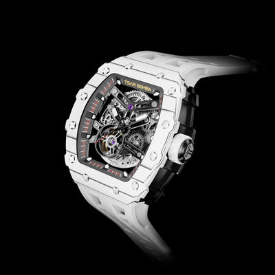 TSAR BOMBA Carbon Fiber Men's Automatic Watch TB8208CFN Striated White