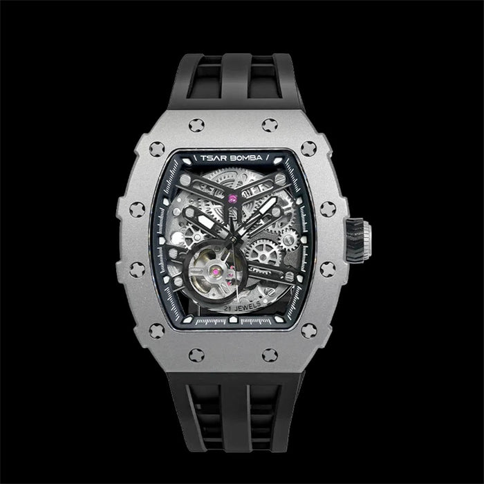 TSAR BOMBA Titanium Men's Automatic Watch TB8208T Silver / Black