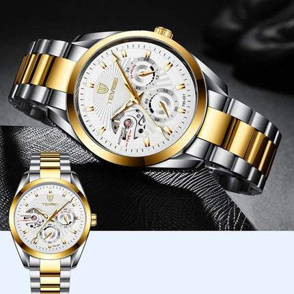 TEVISE Classic Automatic Partial Skeleton Two Tone/White Watch