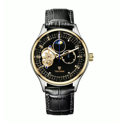 TEVISE Namura Classic Moonphase Skeleton Watch Gold/Black