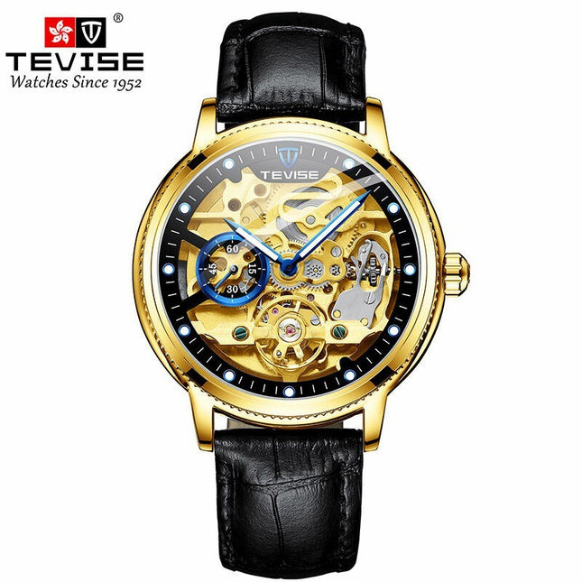 TEVISE Namura Skeleton Automatic Gold/Black Watch