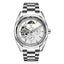 TEVISE Classic Automatic Partial Skeleton Moonphase Silver/White Watch