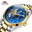 TEVISE Classic Automatic Partial Skeleton Moonphase Two Tone/Blue Watch