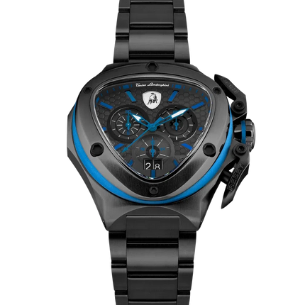 TONINO LAMBORGHINI Spyder X Steel Bracelet Watch Black / Blue