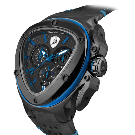 TONINO LAMBORGHINI Spyder X Leather Watch Black / Blue