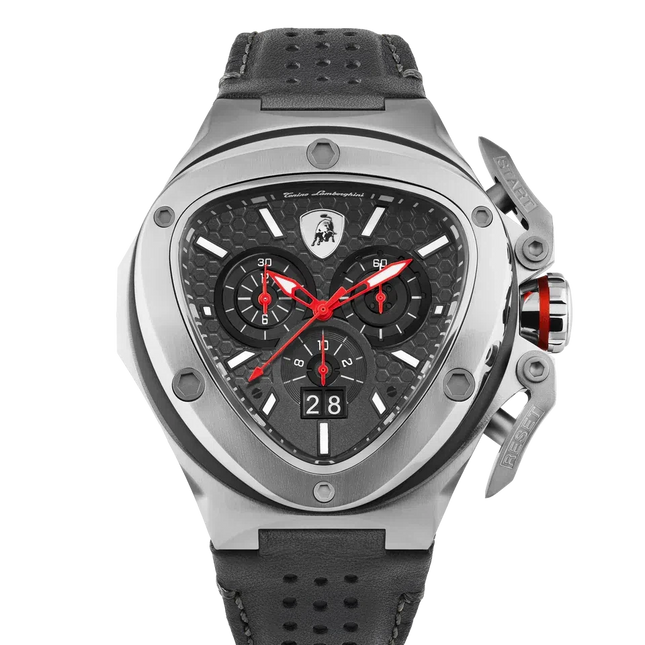 TONINO LAMBORGHINI Spyder X Leather Watch Silver / Black