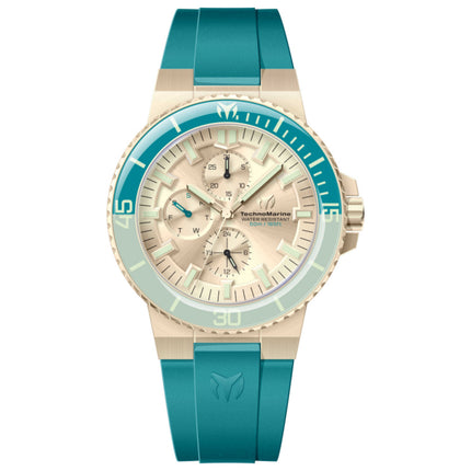 TechnoMarine La Pelagia Men's Watch 44mm 18K Gold Plated Stainless Steel Silicone Strap Quartz