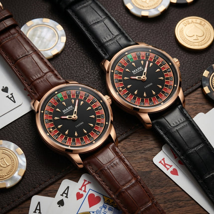 Mark Fairwhale FW-5031B ROULEX – Men’s Quartz Watch Roulette Leather Strap Limited Edition