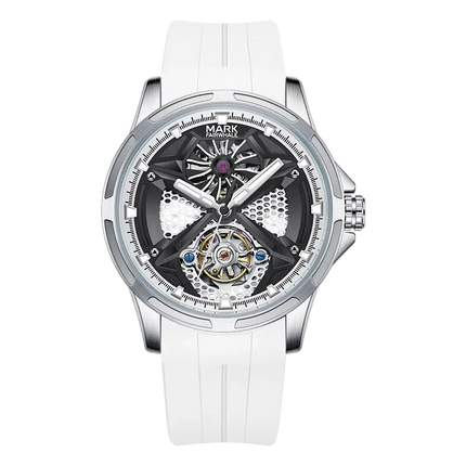 Mark Fairwhale FW-6008 POLARION - Men’s Skeleton Automatic Watch White Strap Edition