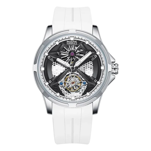 Mark Fairwhale FW-6008 POLARION - Men’s Skeleton Automatic Watch White Strap Edition