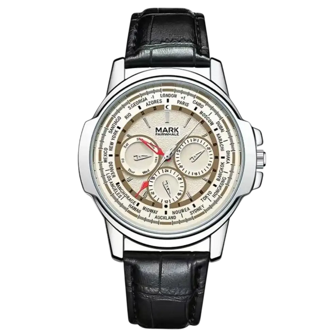 Mark Fairwhale FW-5018 LEATHVEX - Men’s Quartz Leather Strap Watch