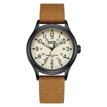 Mark Fairwhale FW-5079 BRAVEROX - Men’s Waterproof Brown Leather Watch
